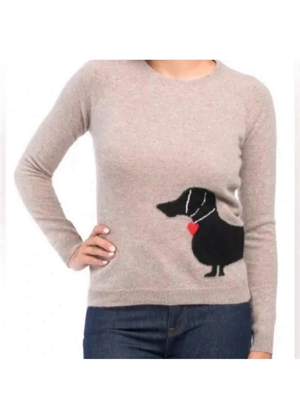 Philosophy 100% Cashmere Dachshund Dog Intarsia Sweater